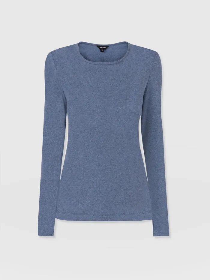 Glen Crew Neck Tee Long Sleeve 8211 Blue Blue Women Saint And Sofia TShirts and Tanks