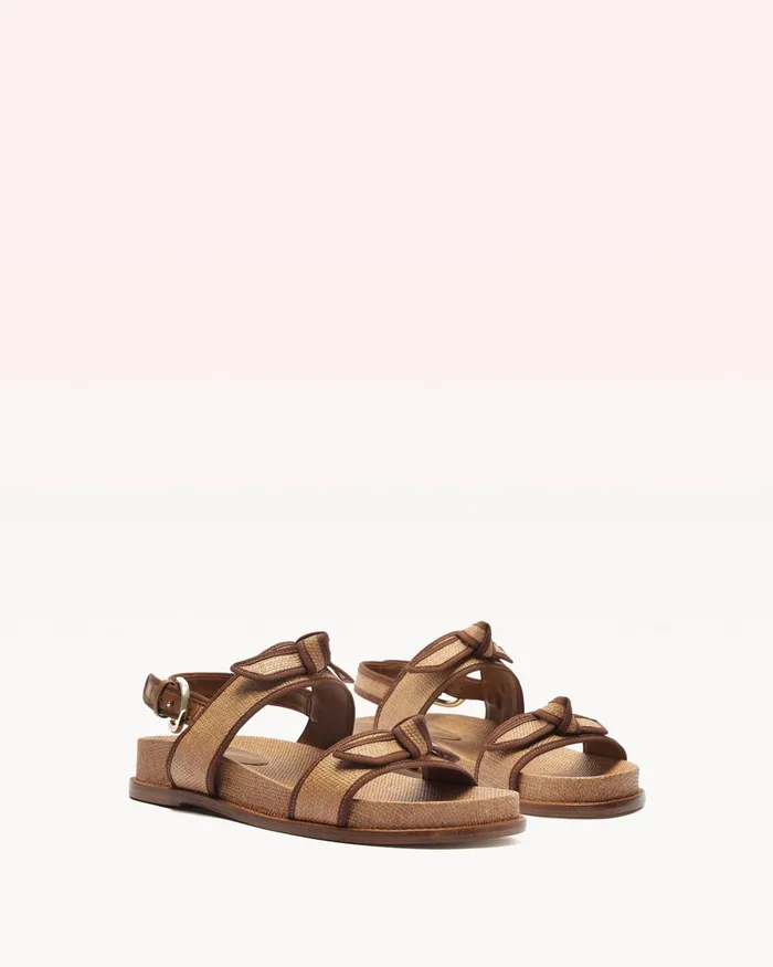 Grosgrain Raffia Sport Sandal Espresso Women Alexandre Birman Flats