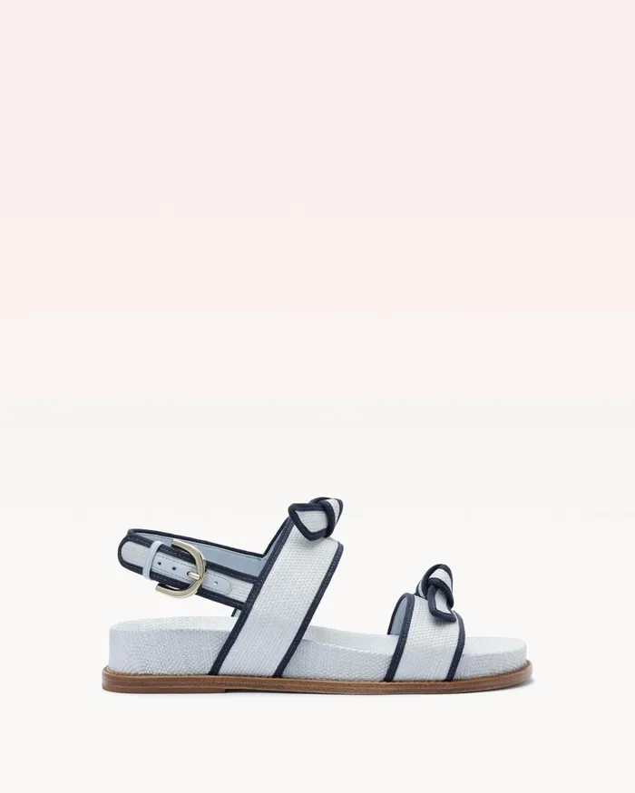 Grosgrain Raffia Sport Sandal Serene Blue Women Alexandre Birman Flats