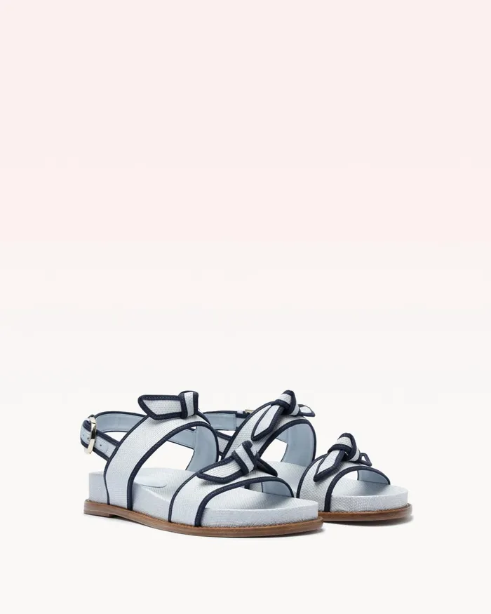 Grosgrain Raffia Sport Sandal Serene Blue Women Alexandre Birman Flats