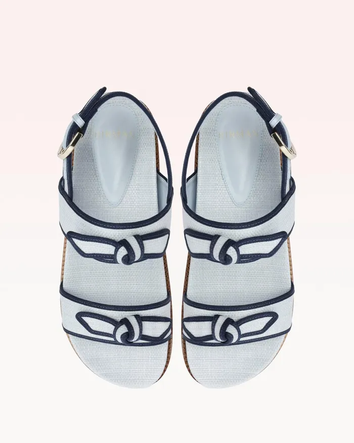 Grosgrain Raffia Sport Sandal Serene Blue Women Alexandre Birman Flats