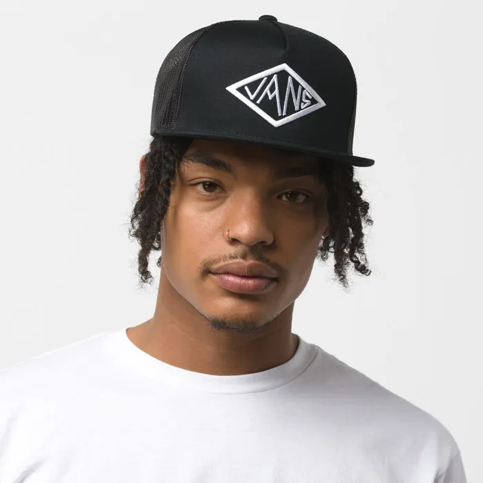 Hats and Beanies Men Vans Dak Diamond Trucker Hat Black
