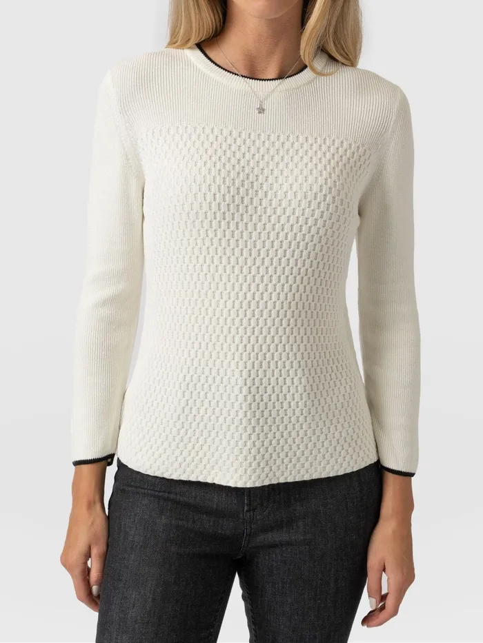 Honeycomb Rib Sweater 8211 Cream Cream Women Saint And Sofia Knitwear