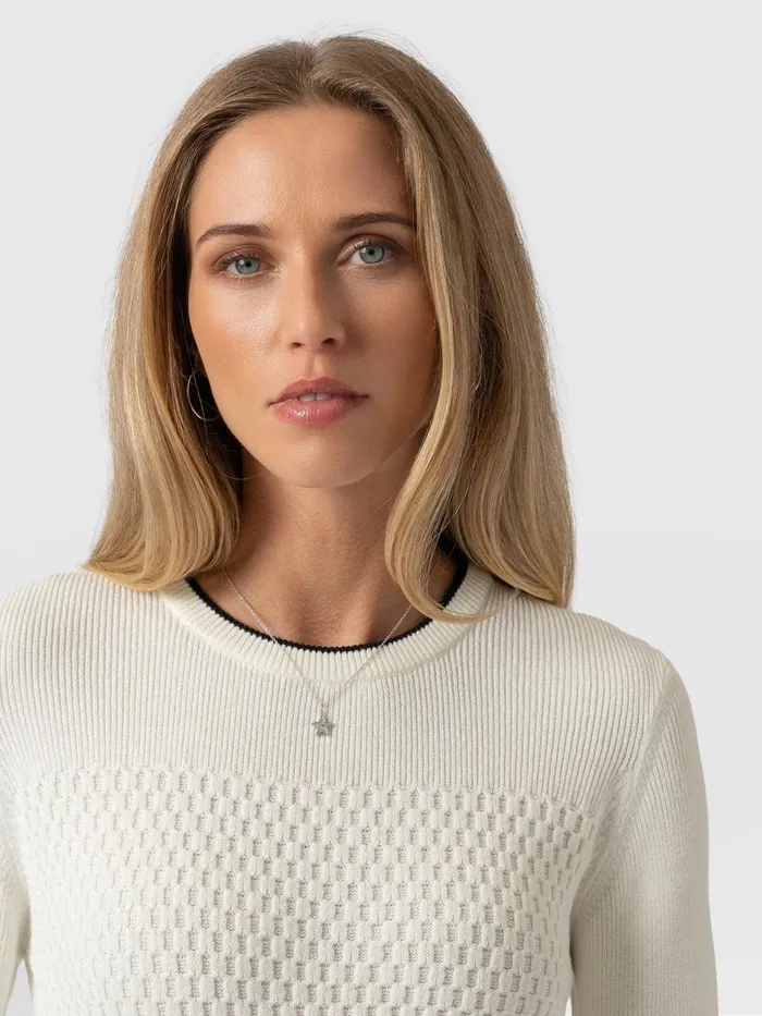 Honeycomb Rib Sweater 8211 Cream Cream Women Saint And Sofia Knitwear