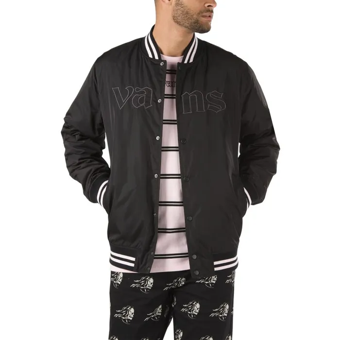 Hoodies and Jackets Men Vans Sixty Sixers Varsity Jacket Black Hoodies and Jackets Men Vans Sixty Sixers Varsity Jacket Black