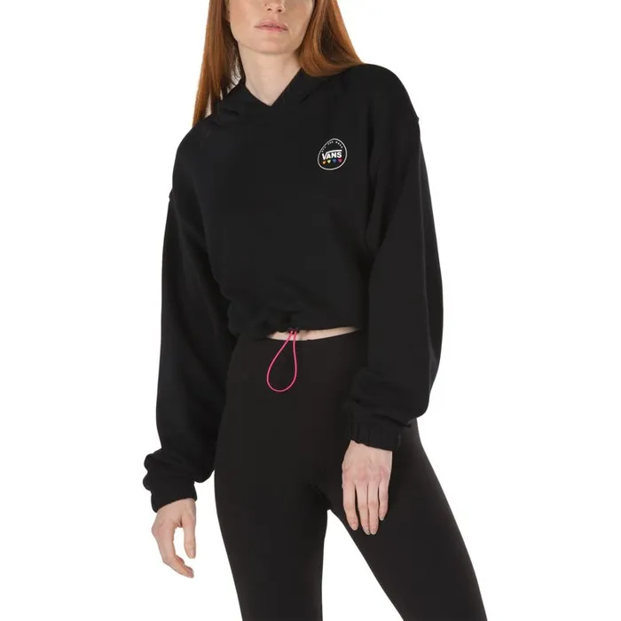 Hoodies and Jackets Women Vans Glow Stax Crop Hoodie Black Hoodies and Jackets Women Vans Glow Stax Crop Hoodie Black