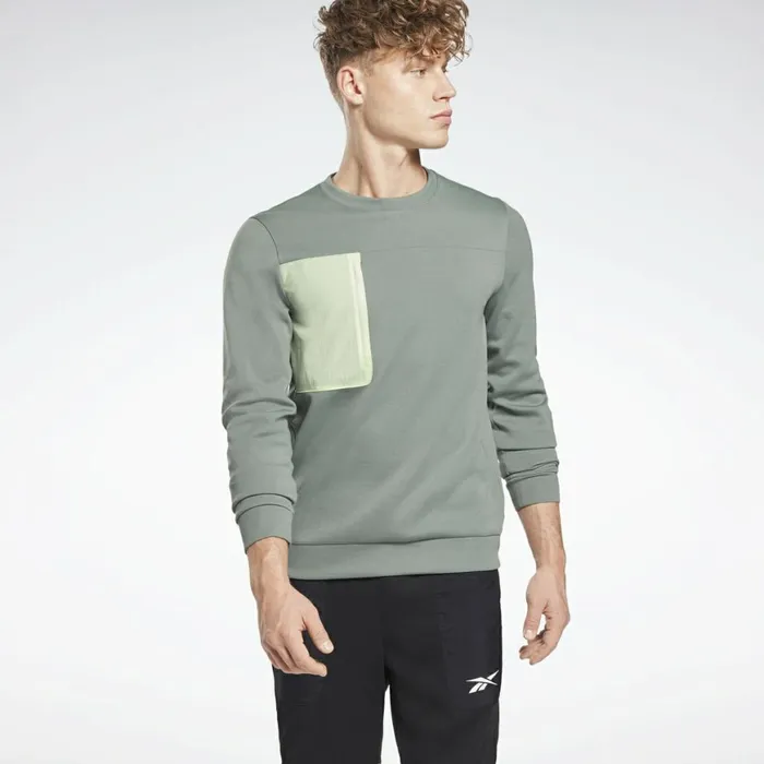 Hoodies and Sweatshirts Mens Reebok MYT Crew Sweatshirt Harmony Green