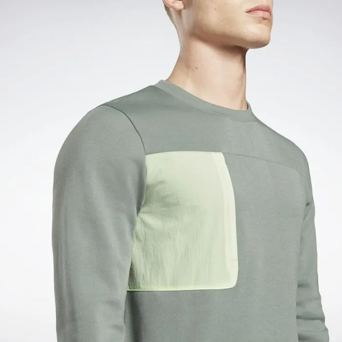 Hoodies and Sweatshirts Mens Reebok MYT Crew Sweatshirt Harmony Green