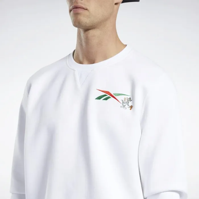Hoodies and Sweatshirts MensWomens Reebok Tom And Jerry Crew Sweater White