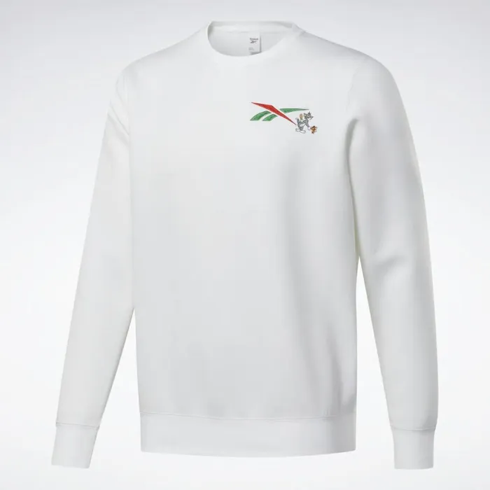 Hoodies and Sweatshirts MensWomens Reebok Tom And Jerry Crew Sweater White