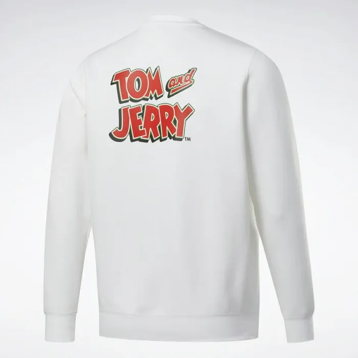 Hoodies and Sweatshirts MensWomens Reebok Tom And Jerry Crew Sweater White