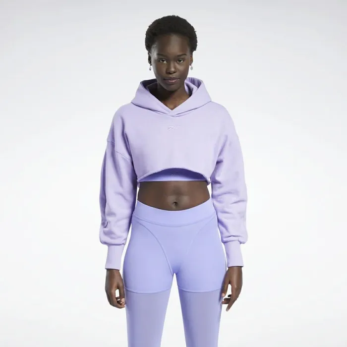 Hoodies and Sweatshirts Womens Reebok Cardi B Crop Sweatshirt Crisp Purple