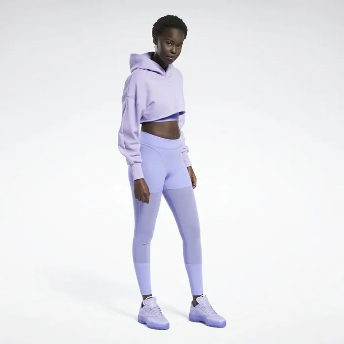 Hoodies and Sweatshirts Womens Reebok Cardi B Crop Sweatshirt Crisp Purple