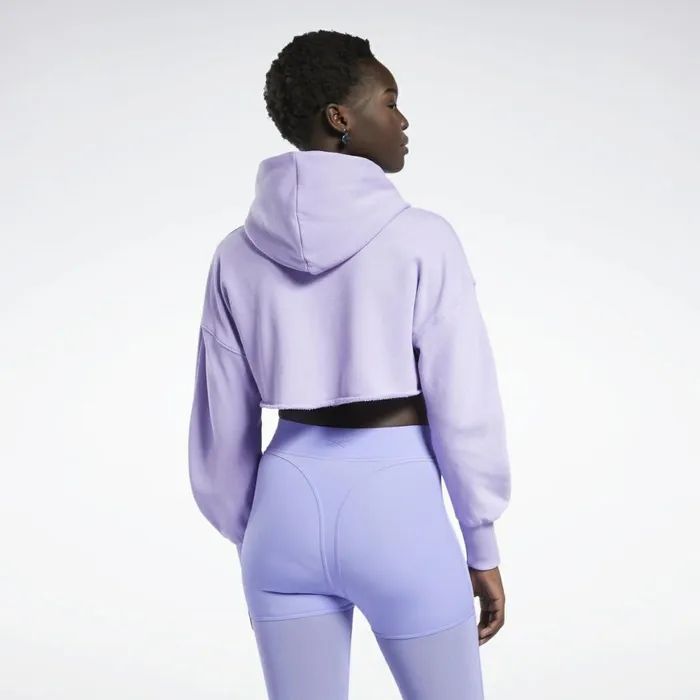 Hoodies and Sweatshirts Womens Reebok Cardi B Crop Sweatshirt Crisp Purple