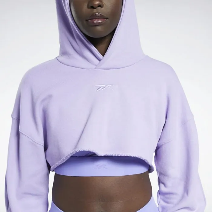 Hoodies and Sweatshirts Womens Reebok Cardi B Crop Sweatshirt Crisp Purple
