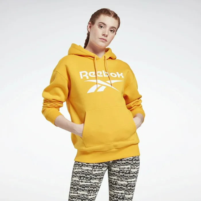 Hoodies and Sweatshirts Womens Reebok Identity Logo Fleece Pullover Hoodie Semi Solar Gold Hoodies and Sweatshirts Womens Reebok Identity Logo Fleece Pullover Hoodie Semi Solar Gold