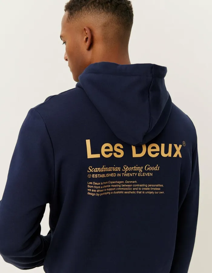 HoodiesSweatshirts Men Les Deux Brody Hoodie 20 8211 Dark NavyMustard Yellow