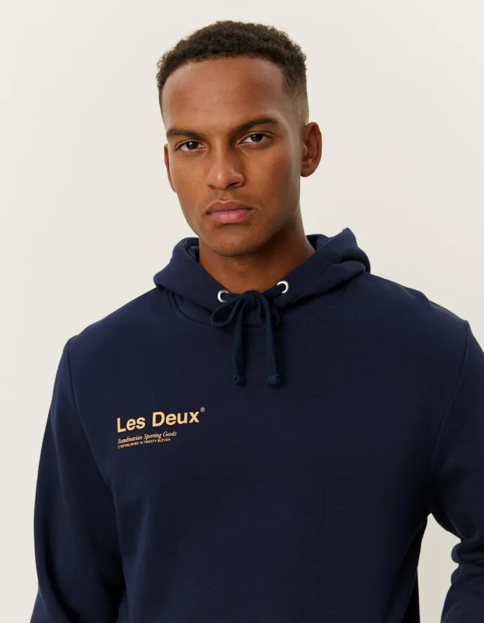 HoodiesSweatshirts Men Les Deux Brody Hoodie 20 8211 Dark NavyMustard Yellow