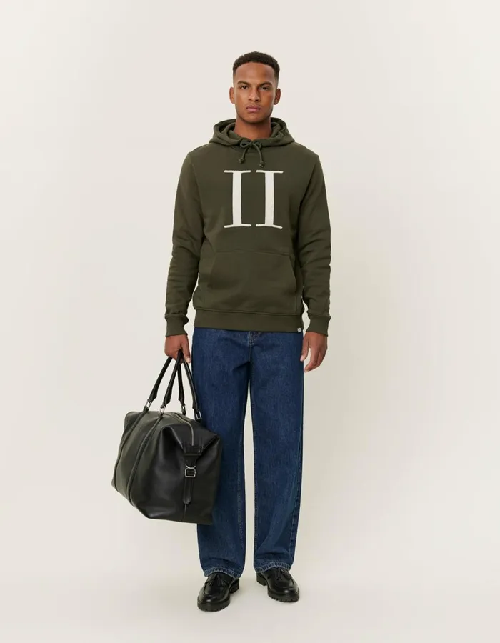 HoodiesSweatshirts Men Les Deux Encore Boucle Hoodie 8211 Forest GreenIvory