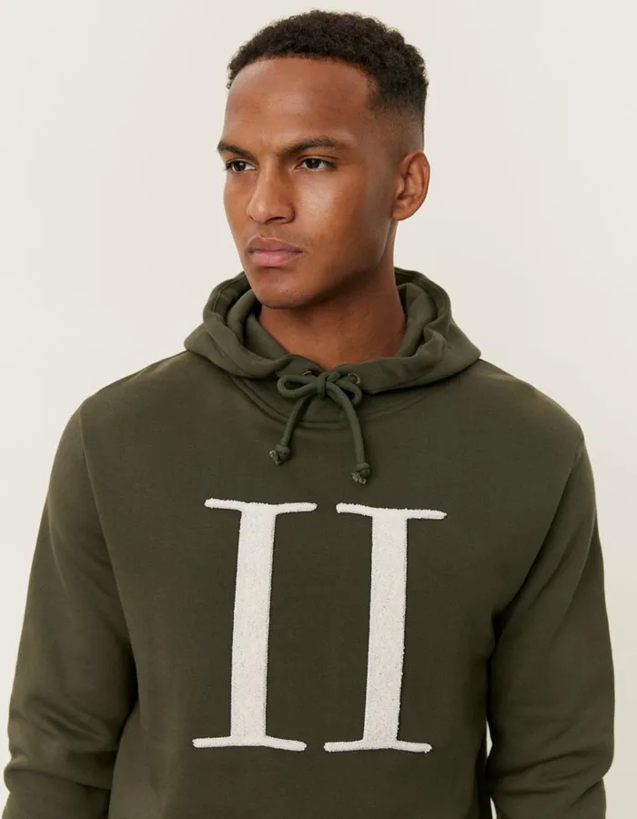 HoodiesSweatshirts Men Les Deux Encore Boucle Hoodie 8211 Forest GreenIvory