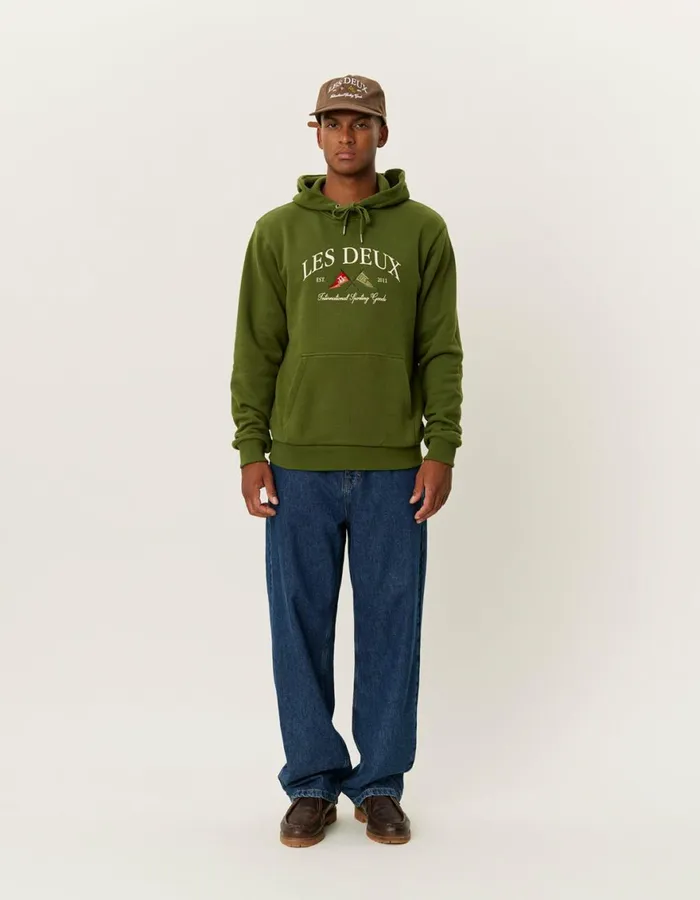 HoodiesSweatshirts Men Les Deux Ivy League Hoodie 8211 Chive Green