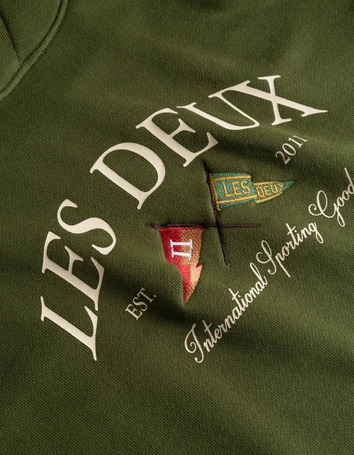 HoodiesSweatshirts Men Les Deux Ivy League Hoodie 8211 Chive Green