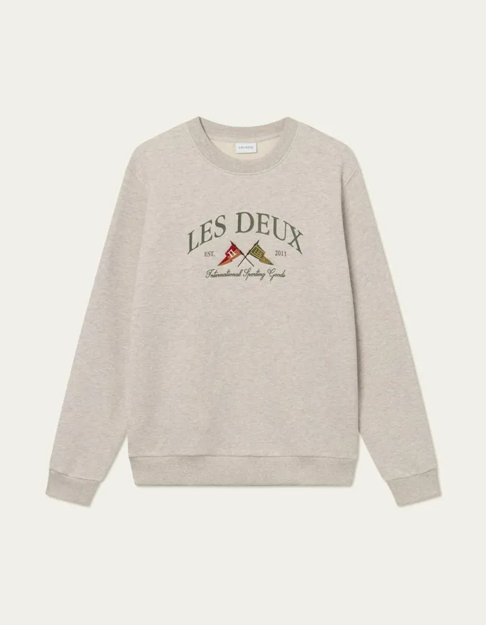 HoodiesSweatshirts Men Les Deux Ivy League Sweatshirt 8211 Oatmeal Mlange