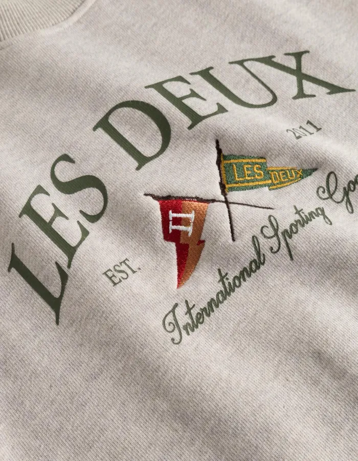 HoodiesSweatshirts Men Les Deux Ivy League Sweatshirt 8211 Oatmeal Mlange