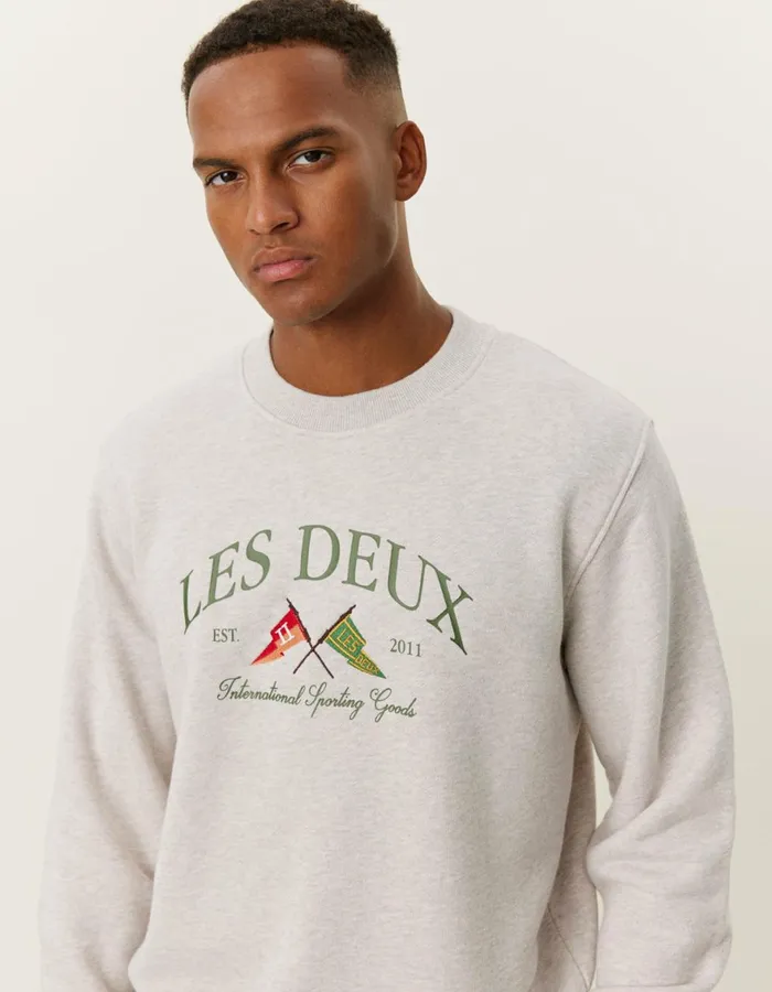HoodiesSweatshirts Men Les Deux Ivy League Sweatshirt 8211 Oatmeal Mlange