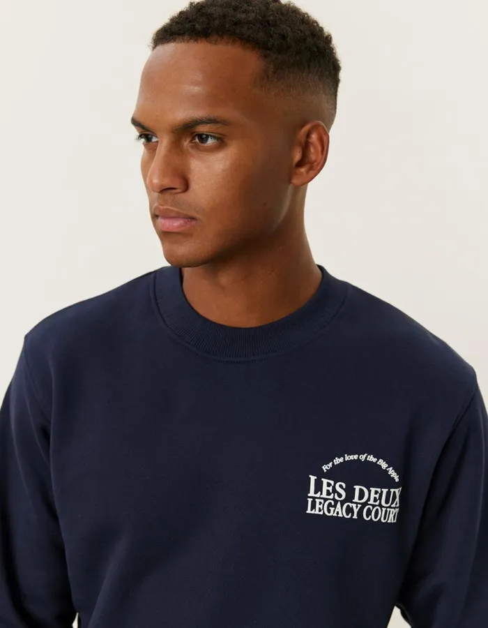 HoodiesSweatshirts Men Les Deux Legacy Court Sweatshirt 8211 Dark Navy