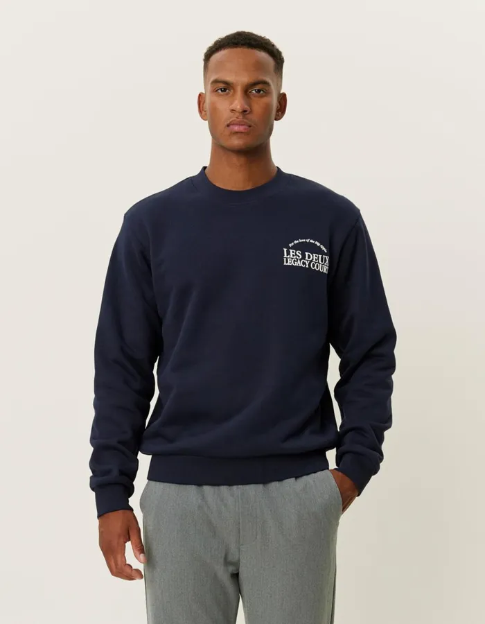 HoodiesSweatshirts Men Les Deux Legacy Court Sweatshirt 8211 Dark Navy
