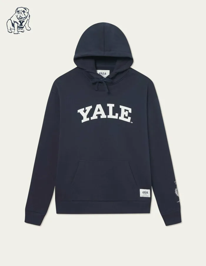 HoodiesSweatshirts Men Les Deux Yale Logo Hoodie 8211 Dark Navy