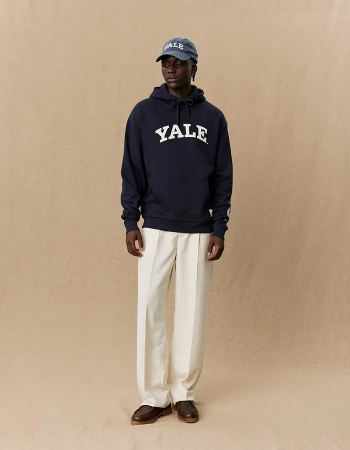 HoodiesSweatshirts Men Les Deux Yale Logo Hoodie 8211 Dark Navy