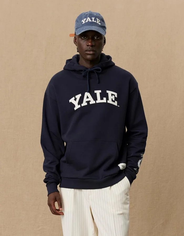 HoodiesSweatshirts Men Les Deux Yale Logo Hoodie 8211 Dark Navy