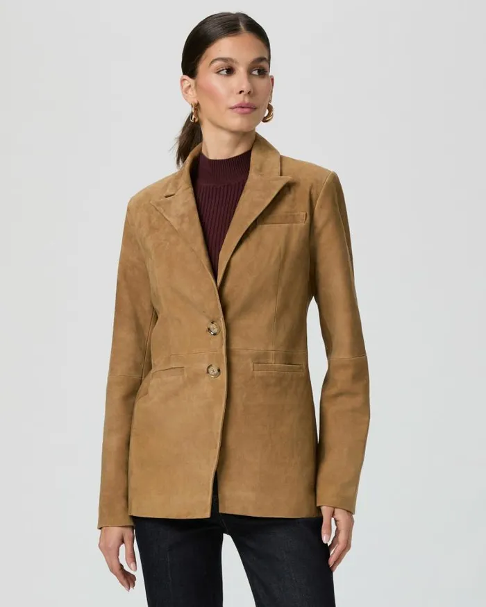 Jackets and Coats Women PAIGE Charli Blazer 8211 Tobacco Suede Jackets and Coats Women PAIGE Charli Blazer 8211 Tobacco Suede
