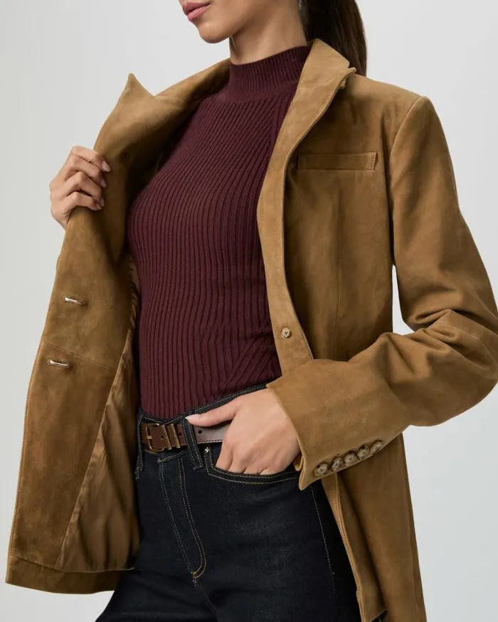 Jackets and Coats Women PAIGE Charli Blazer 8211 Tobacco Suede Jackets and Coats Women PAIGE Charli Blazer 8211 Tobacco Suede