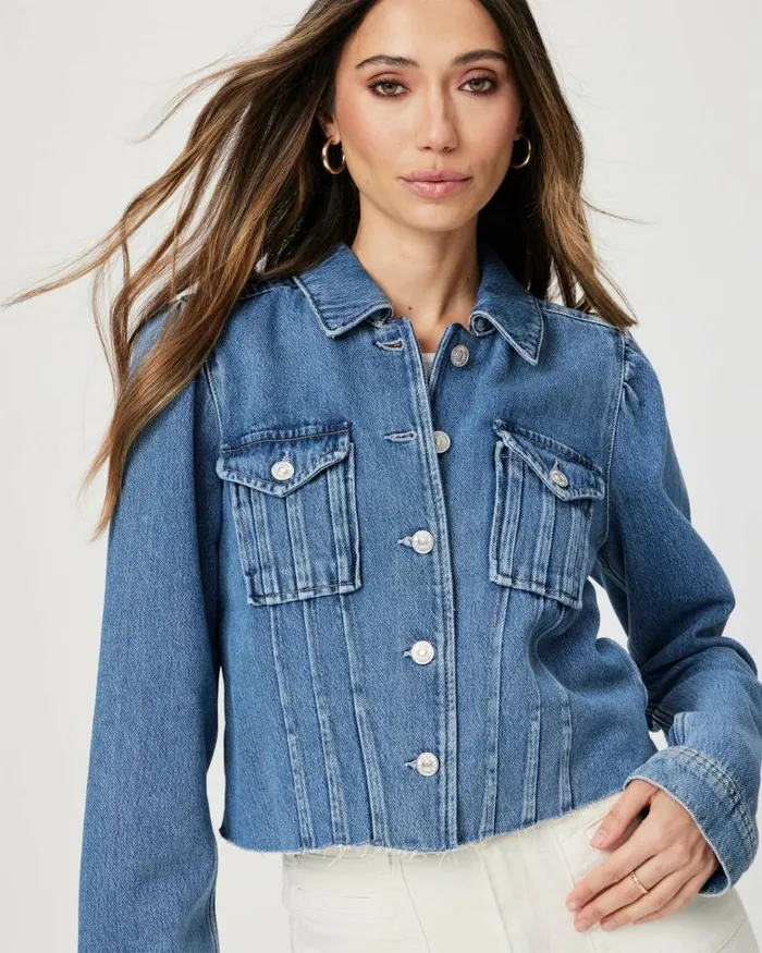 Jackets and Coats Women PAIGE Cropped Pacey Denim Jacket 8211 Selah