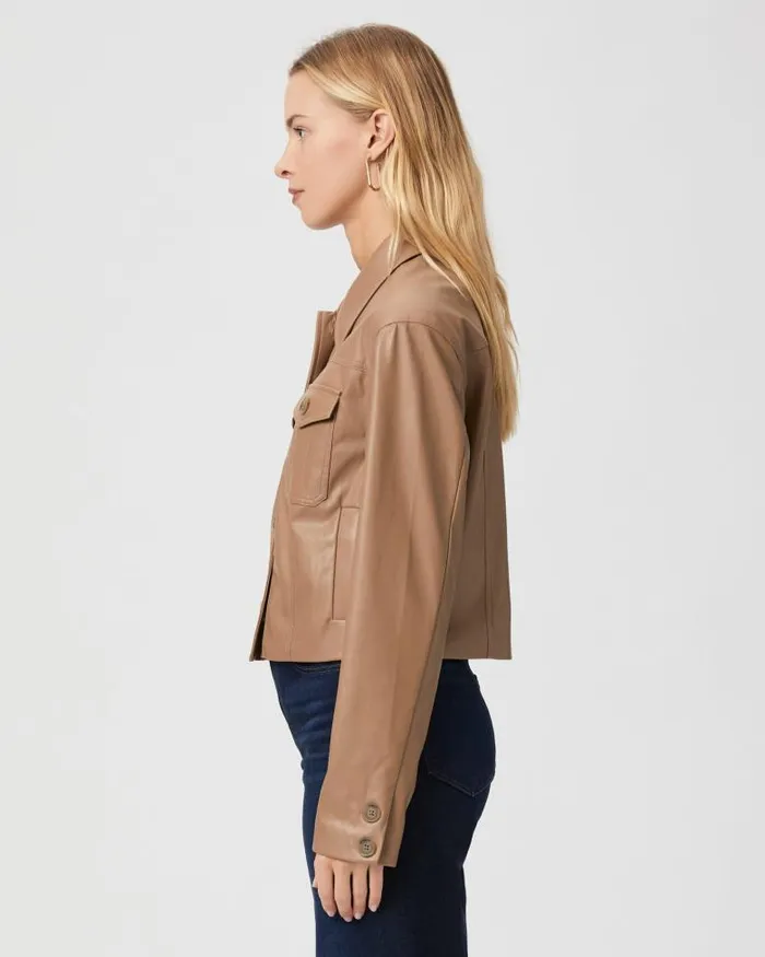 Jackets and Coats Women PAIGE Fenwick Jacket 8211 Burnt Sugar Faux Leather Jackets and Coats Women PAIGE Fenwick Jacket 8211 Burnt Sugar Faux Leather
