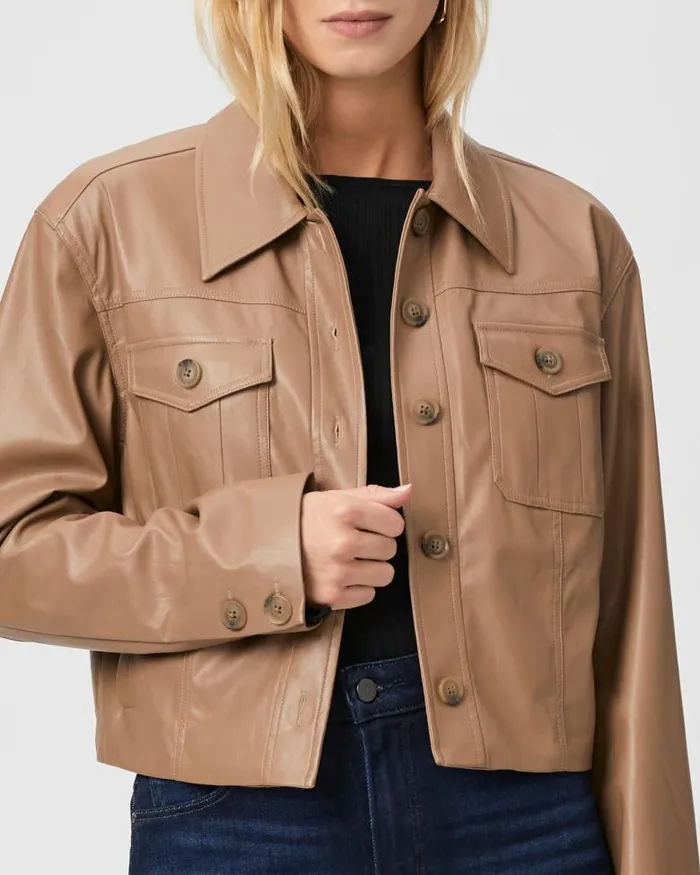 Jackets and Coats Women PAIGE Fenwick Jacket 8211 Burnt Sugar Faux Leather Jackets and Coats Women PAIGE Fenwick Jacket 8211 Burnt Sugar Faux Leather
