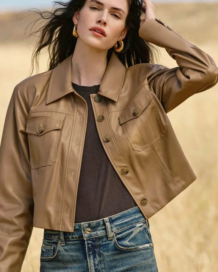 Jackets and Coats Women PAIGE Fenwick Jacket 8211 Burnt Sugar Faux Leather Jackets and Coats Women PAIGE Fenwick Jacket 8211 Burnt Sugar Faux Leather