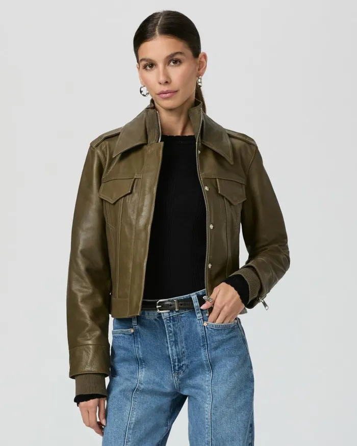 Jackets and Coats Women PAIGE Molina Jacket 8211 Spanish Moss Leather Jackets and Coats Women PAIGE Molina Jacket 8211 Spanish Moss Leather