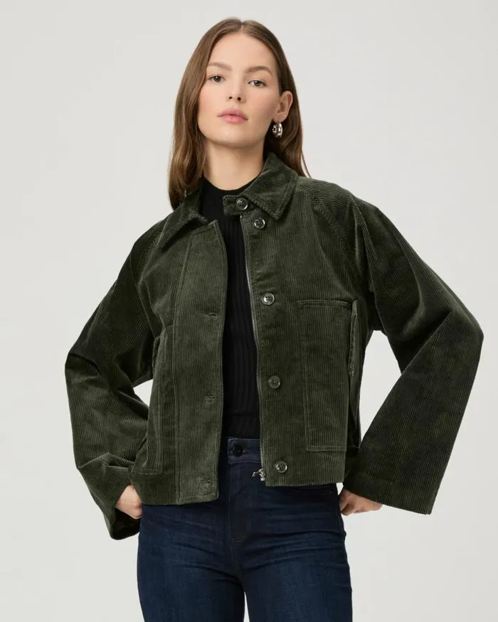 Jackets and Coats Women PAIGE Tylee Jacket 8211 Dark Fern Green Corduroy