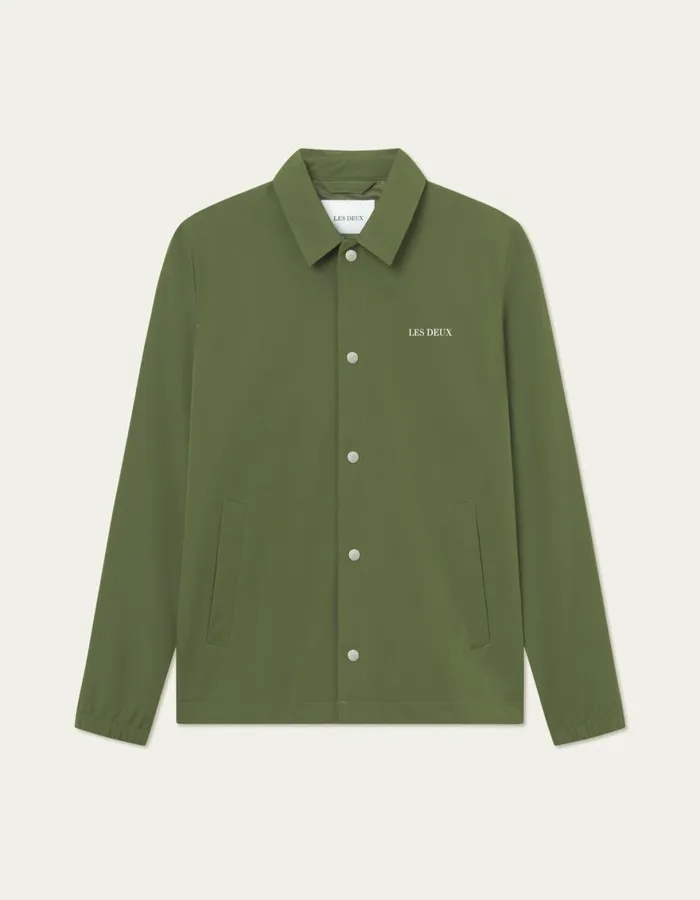 JacketsCoats Men Les Deux Idris Coach Jacket 8211 Chive Green