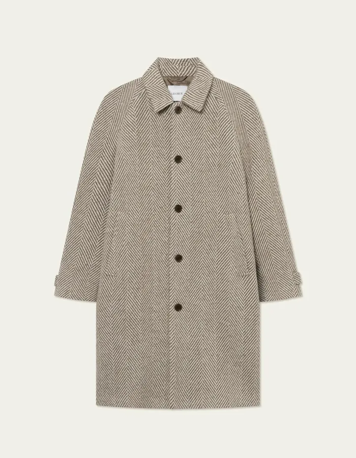 JacketsCoats Men Les Deux Michael Herringbone Wool Coat 30 8211 Mountain GreyIvory