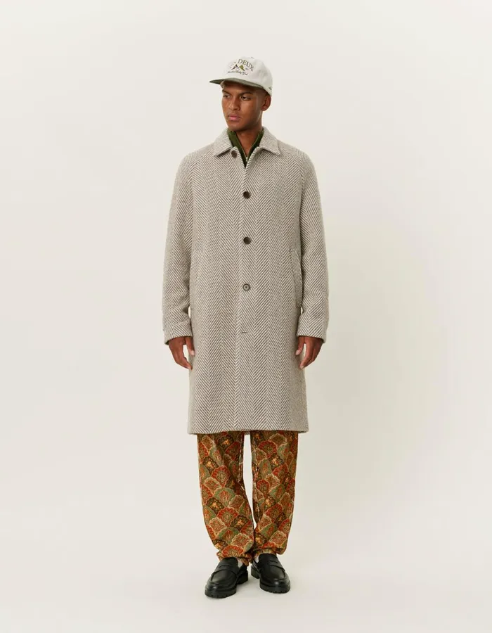 JacketsCoats Men Les Deux Michael Herringbone Wool Coat 30 8211 Mountain GreyIvory