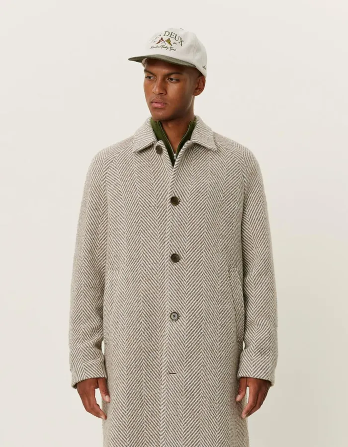 JacketsCoats Men Les Deux Michael Herringbone Wool Coat 30 8211 Mountain GreyIvory