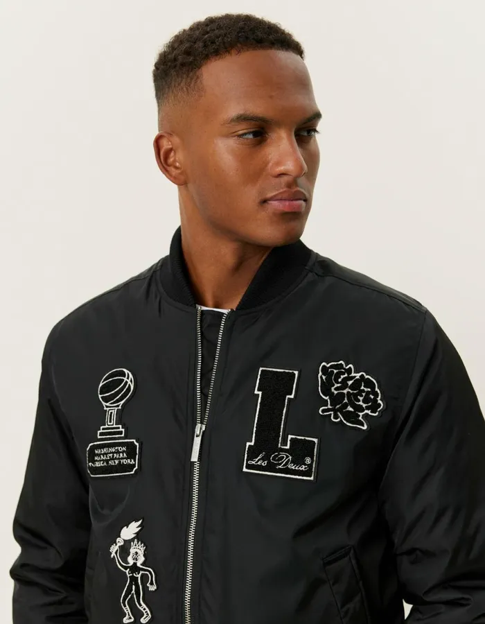 JacketsCoats Men Les Deux Neo Varsity Bomber Jacket 8211 BlackBlack