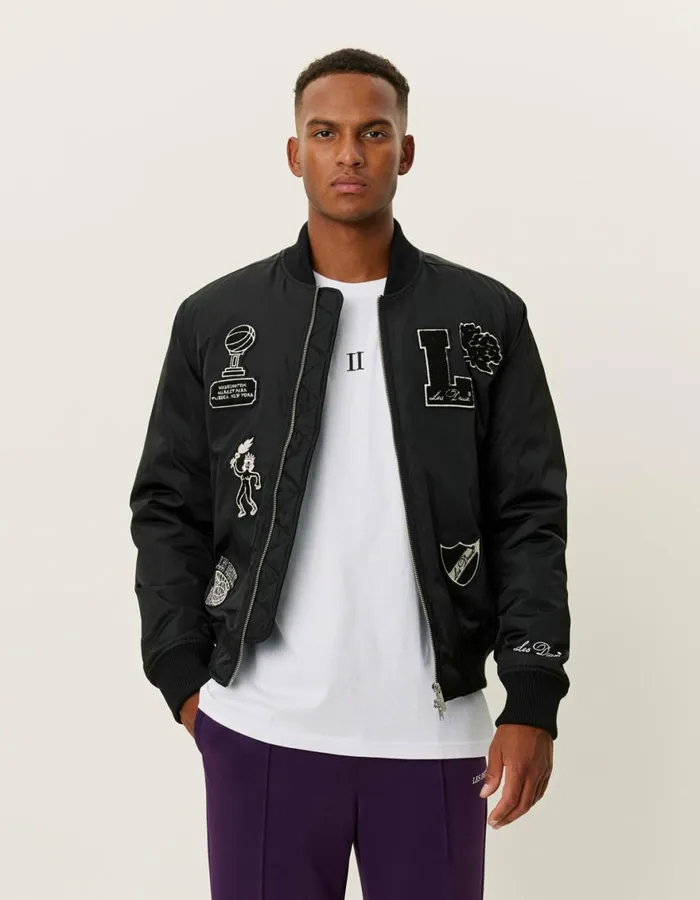 JacketsCoats Men Les Deux Neo Varsity Bomber Jacket 8211 BlackBlack