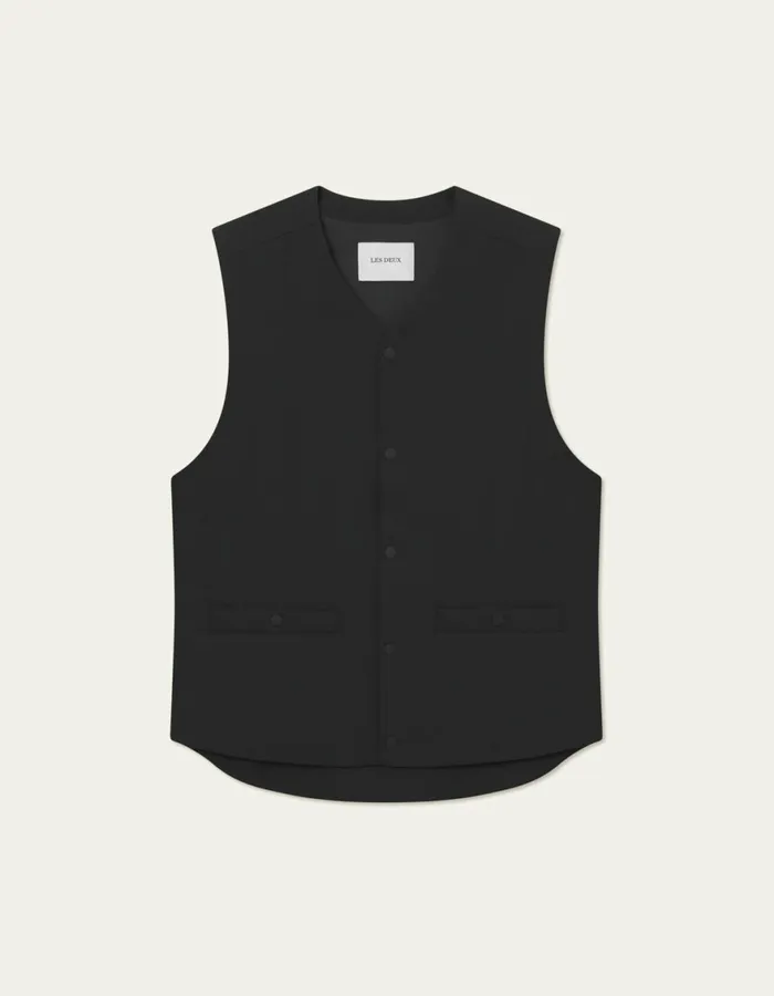 JacketsCoats Men Les Deux Sebastian Tech Vest 8211 BlackBlack