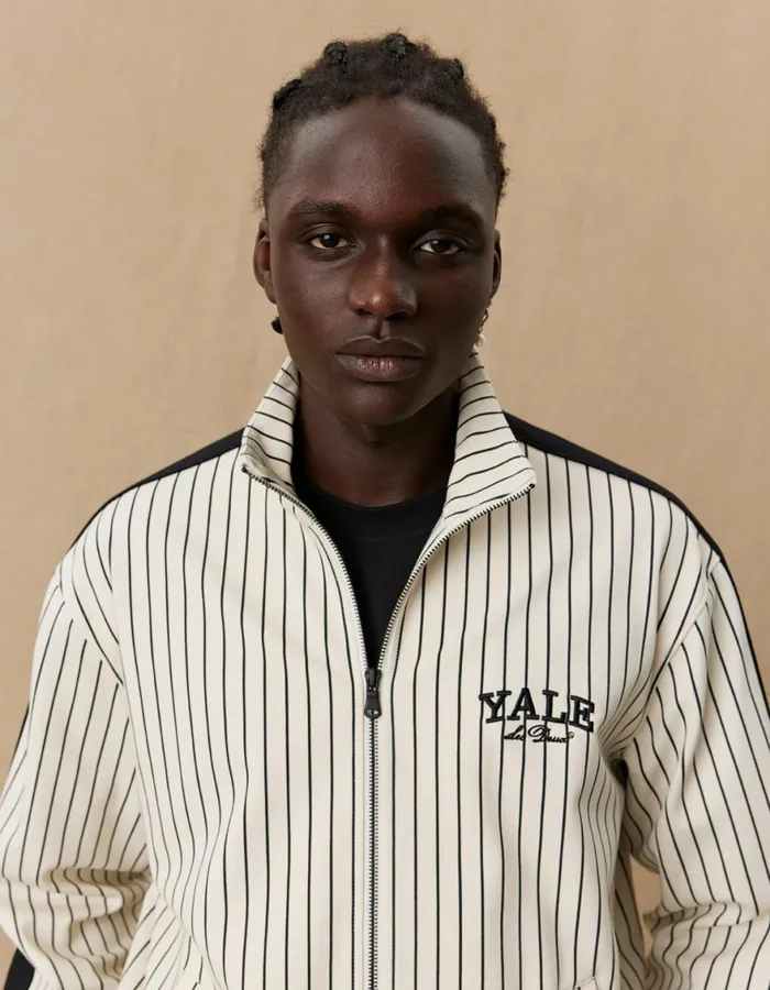 JacketsCoats Men Les Deux Yale Track Jacket 8211 IvoryBlack